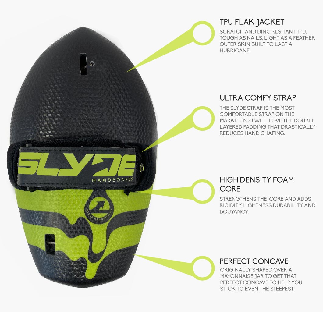 Slyde Phish handboard with Gopro attachment and hand strap - Slyde  Handboards